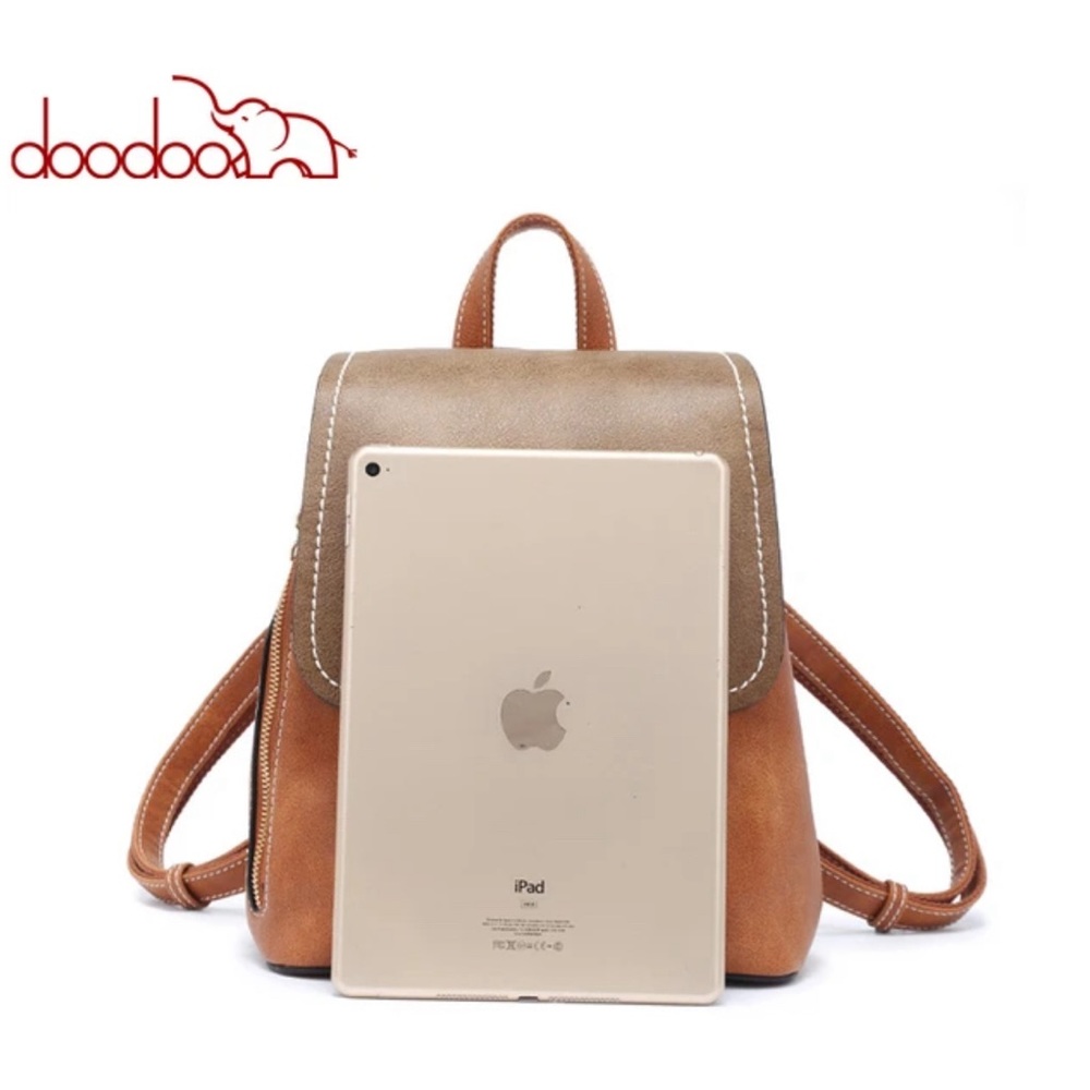 Women’s Backpack Purse in Tan Pu Leather for Multifunctional Use - Picture 8 of 9